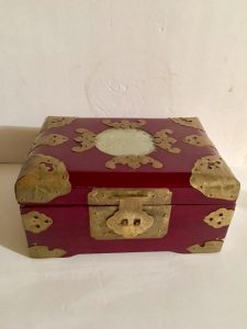 Red and Gold Wooden Jewelry box