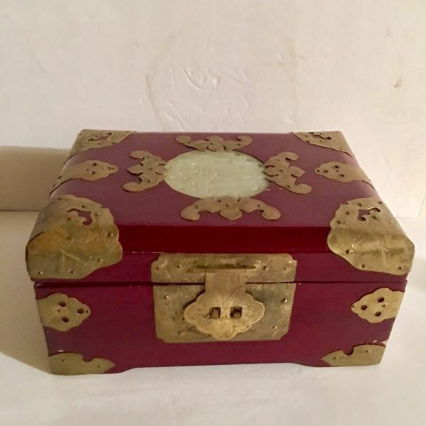 Red and Gold Wooden Jewelry box